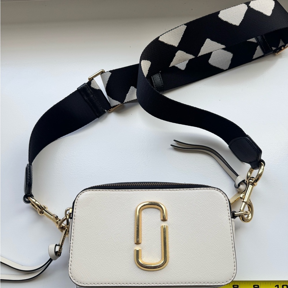 Marc Jacobs Cream and Black Crossbody Bag with Gold Accents